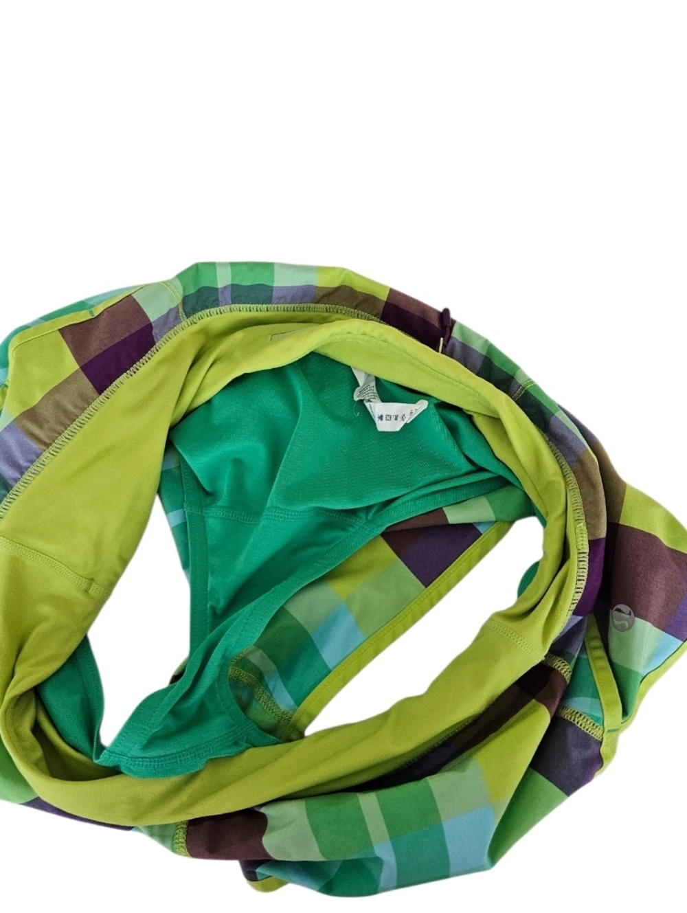 Lululemon athletica Speed Up Lime Plaid Active Shorts - Picture 8 of 9